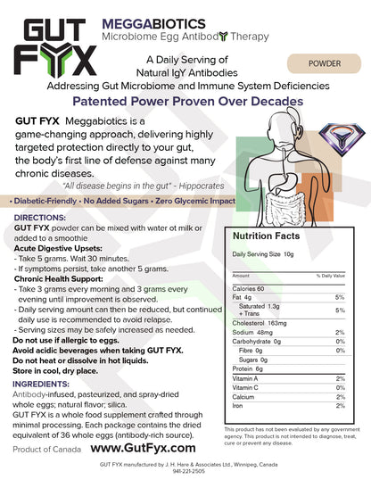 GUT FYX ND Powder (No Dextrose), 370g biodegradable bag (36 eggs)